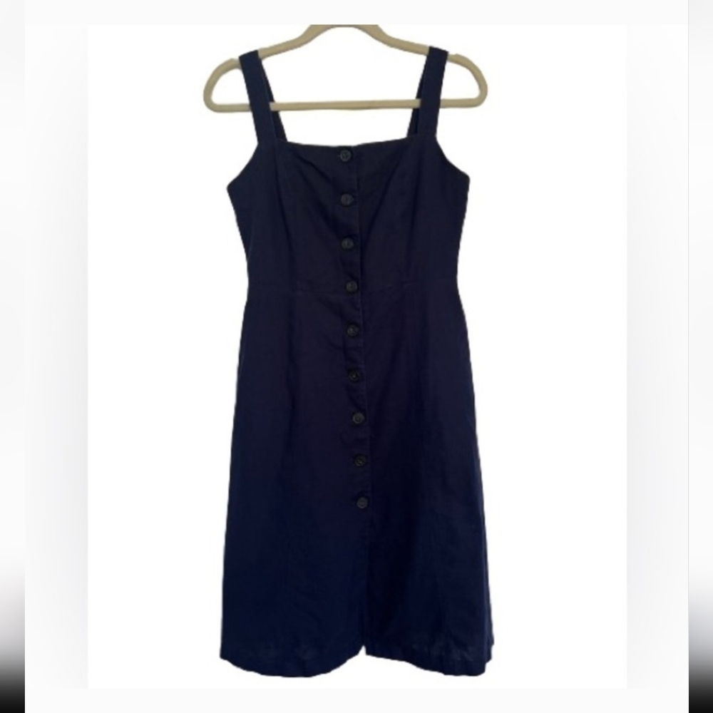 Gap Women’s Button Front Linen Apron Dress in Uniform Navy. Size 2 New W/ Tags! - Picture 2 of 6